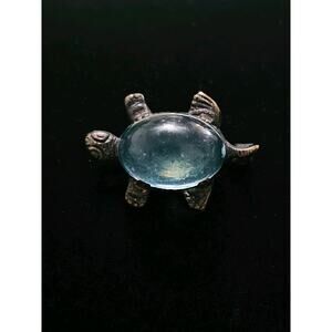 Vintage Turtle Aqua Blue Lucite Jelly Belly Pin Brooch C- Clasp